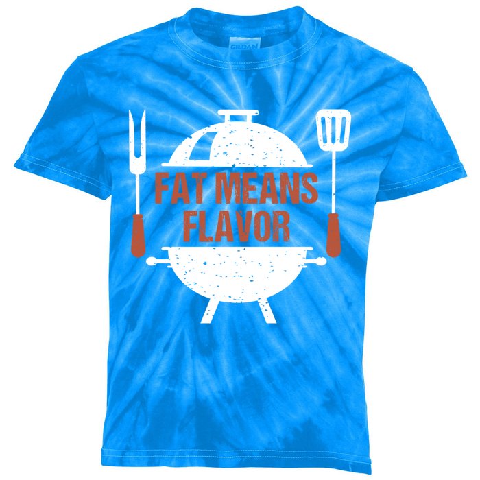 Fat Means Flavor Bbq Grill Barbecue Cool Gift Kids Tie-Dye T-Shirt