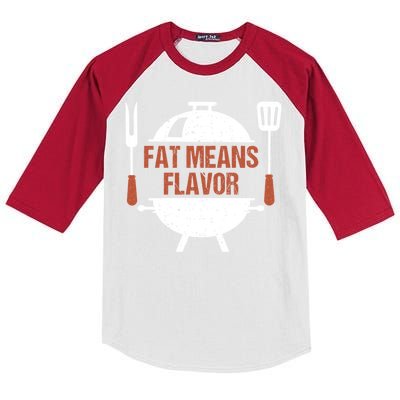 Fat Means Flavor Bbq Grill Barbecue Cool Gift Kids Colorblock Raglan Jersey