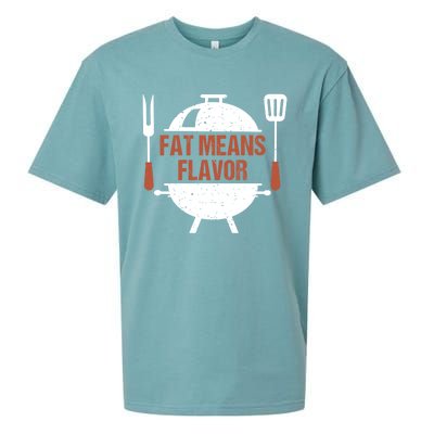 Fat Means Flavor Bbq Grill Barbecue Cool Gift Sueded Cloud Jersey T-Shirt