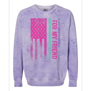 For My Friend Thyroid Cancer Awareness Colorblast Crewneck Sweatshirt