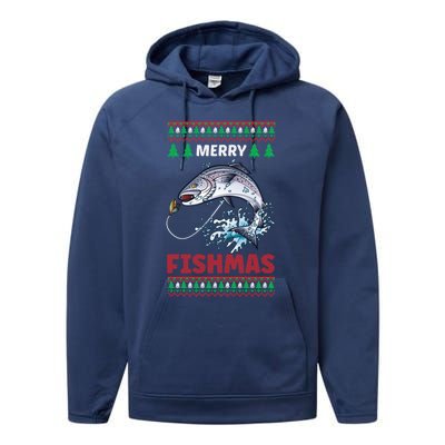 Funny Merry Fishmas Christmas Cool Gift Performance Fleece Hoodie