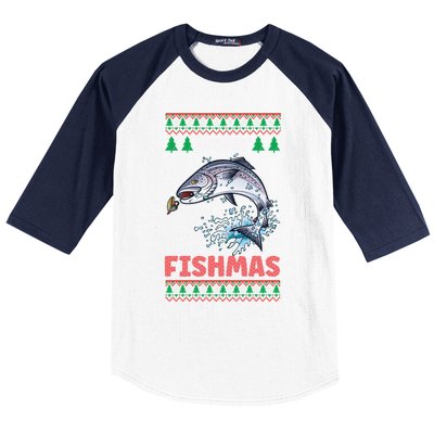 Funny Merry Fishmas Christmas Cool Gift Baseball Sleeve Shirt