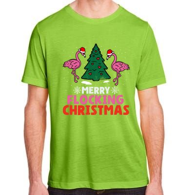 Flamingo Merry Flocking Christmas Funny Xmas Cute Gift Adult ChromaSoft Performance T-Shirt