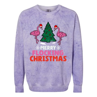 Flamingo Merry Flocking Christmas Funny Xmas Cute Gift Colorblast Crewneck Sweatshirt