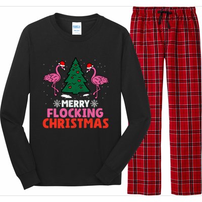 Flamingo Merry Flocking Christmas Funny Xmas Cute Gift Long Sleeve Pajama Set