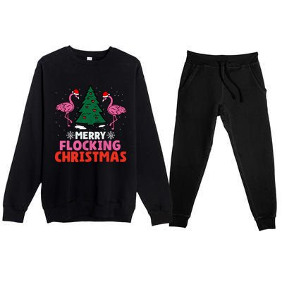 Flamingo Merry Flocking Christmas Funny Xmas Cute Gift Premium Crewneck Sweatsuit Set