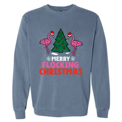 Flamingo Merry Flocking Christmas Funny Xmas Cute Gift Garment-Dyed Sweatshirt