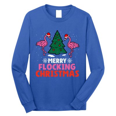 Flamingo Merry Flocking Christmas Funny Xmas Cute Gift Long Sleeve Shirt