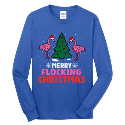 Flamingo Merry Flocking Christmas Funny Xmas Cute Gift Tall Long Sleeve T-Shirt