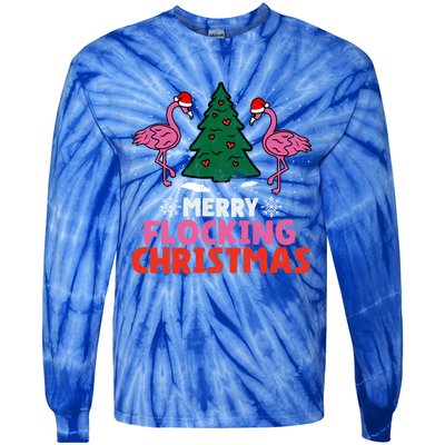 Flamingo Merry Flocking Christmas Funny Xmas Cute Gift Tie-Dye Long Sleeve Shirt