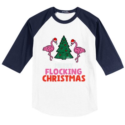 Flamingo Merry Flocking Christmas Funny Xmas Cute Gift Baseball Sleeve Shirt