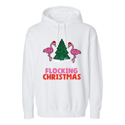 Flamingo Merry Flocking Christmas Funny Xmas Cute Gift Garment-Dyed Fleece Hoodie