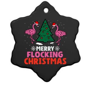 Flamingo Merry Flocking Christmas Funny Xmas Gift Ceramic Star Ornament