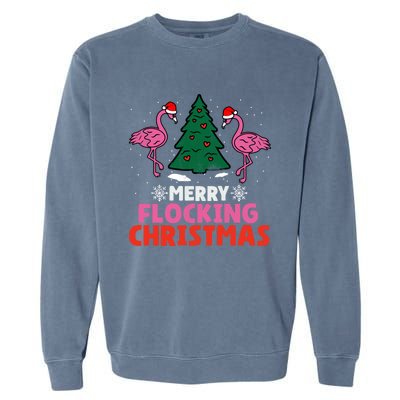 Flamingo Merry Flocking Christmas Funny Xmas Gift Garment-Dyed Sweatshirt