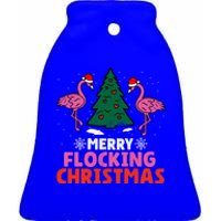 Flamingo Merry Flocking Christmas Funny Xmas Gift Ceramic Bell Ornament