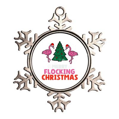 Flamingo Merry Flocking Christmas Funny Xmas Gift Metallic Star Ornament