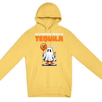 Funny My Favorite Spirit Is Tequila Spooky Halloween Ghost Gift Premium Pullover Hoodie