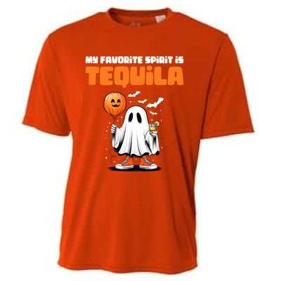 Funny My Favorite Spirit Is Tequila Spooky Halloween Ghost Gift Cooling Performance Crew T-Shirt