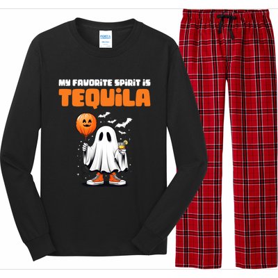 Funny My Favorite Spirit Is Tequila Spooky Halloween Ghost Gift Long Sleeve Pajama Set