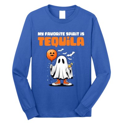 Funny My Favorite Spirit Is Tequila Spooky Halloween Ghost Gift Long Sleeve Shirt