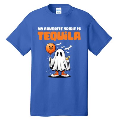 Funny My Favorite Spirit Is Tequila Spooky Halloween Ghost Gift Tall T-Shirt