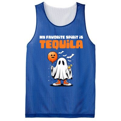 Funny My Favorite Spirit Is Tequila Spooky Halloween Ghost Gift Mesh Reversible Basketball Jersey Tank