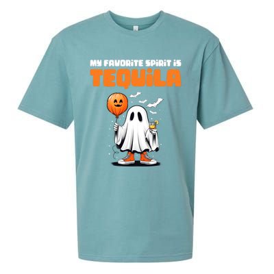 Funny My Favorite Spirit Is Tequila Spooky Halloween Ghost Gift Sueded Cloud Jersey T-Shirt