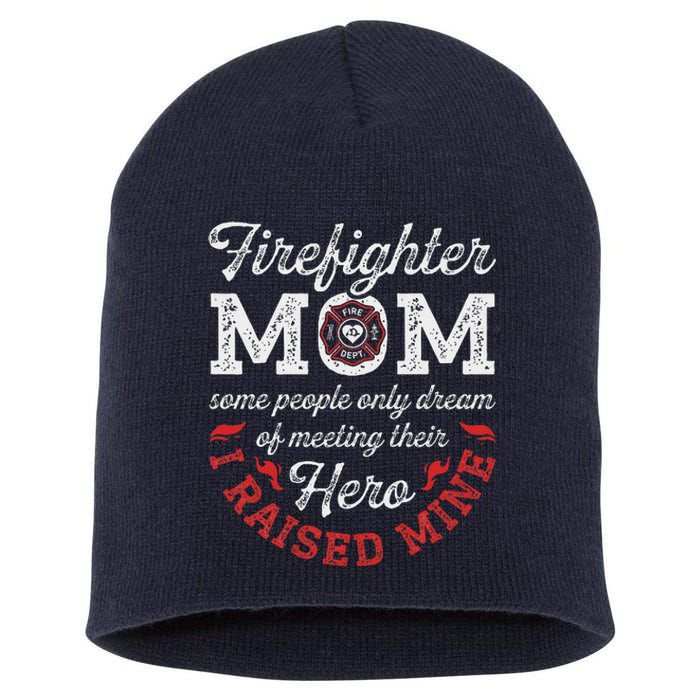 Firefighter Mom Firewoman Proud Moms MotherS Day Vintage Short Acrylic Beanie