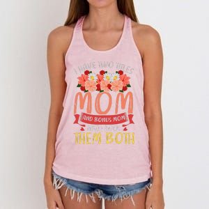 Floral Mama Family Mommy Mothers Day Funny Bonus Mom Women's Knotted Racerback Tank