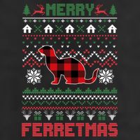 Funny Merry Ferretmas Ugly Christmas Sweater Ferret Santa 7 Panel Mesh Trucker Snapback Hat