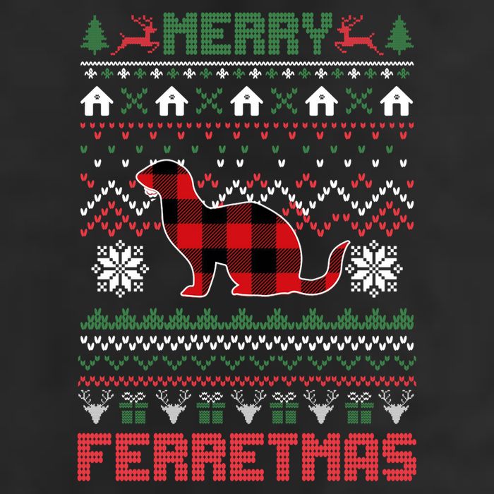 Funny Merry Ferretmas Ugly Christmas Sweater Ferret Santa 7 Panel Mesh Trucker Snapback Hat