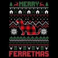Funny Merry Ferretmas Ugly Christmas Sweater Ferret Santa 16 in Basic Backpack