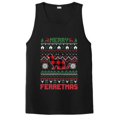 Funny Merry Ferretmas Ugly Christmas Sweater Ferret Santa PosiCharge Competitor Tank