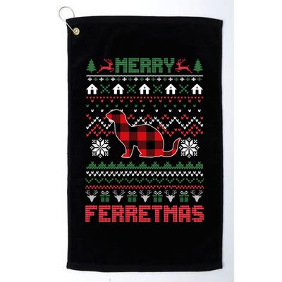 Funny Merry Ferretmas Ugly Christmas Sweater Ferret Santa Golf Towel
