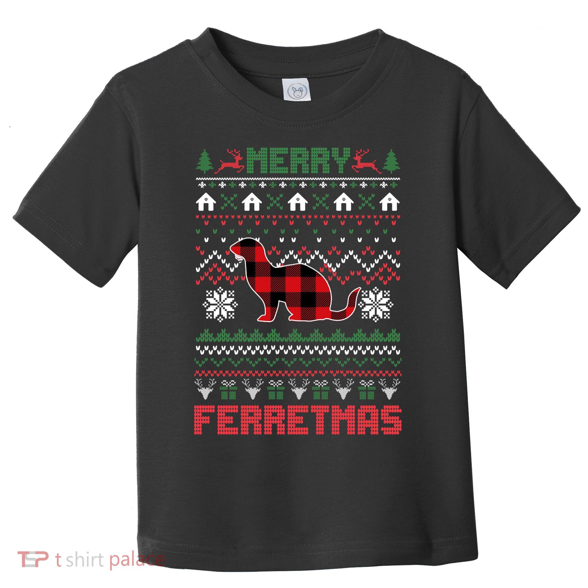 Funny Merry Ferretmas Ugly Christmas Sweater Ferret Santa Toddler T-Shirt