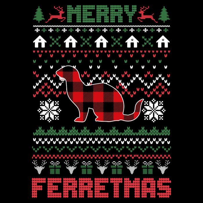 Funny Merry Ferretmas Ugly Christmas Sweater Ferret Santa Zip Tote Bag