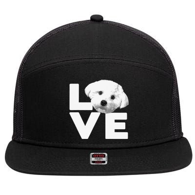 Funny Maltese For Dog Lover Groomer Owner Puppy 7 Panel Mesh Trucker Snapback Hat