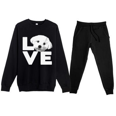 Funny Maltese For Dog Lover Groomer Owner Puppy Premium Crewneck Sweatsuit Set