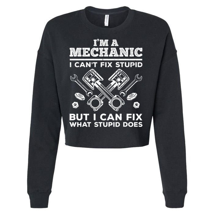 Funny Mechanic For Dad Car Auto Diesel Automobile Garage Cropped Pullover Crew