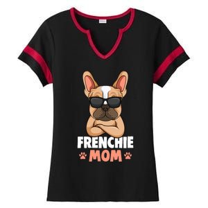 Frenchie Mom French Bulldog Dog Ladies Halftime Notch Neck Tee