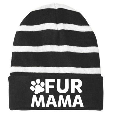 Fur Mama Striped Beanie with Solid Band