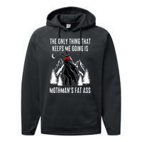 Funny Mothman Fat Ass Vintage Cryptid Funny Mothman Meme Performance Fleece Hoodie