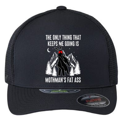 Funny Mothman Fat Ass Vintage Cryptid Funny Mothman Meme Flexfit Unipanel Trucker Cap