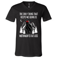 Funny Mothman Fat Ass Vintage Cryptid Funny Mothman Meme V-Neck T-Shirt