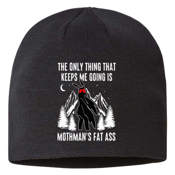 Funny Mothman Fat Ass Vintage Cryptid Funny Mothman Meme Sustainable Beanie