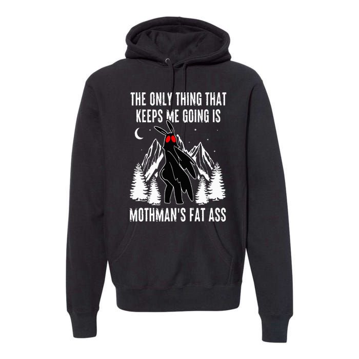 Funny Mothman Fat Ass Vintage Cryptid Funny Mothman Meme Premium Hoodie