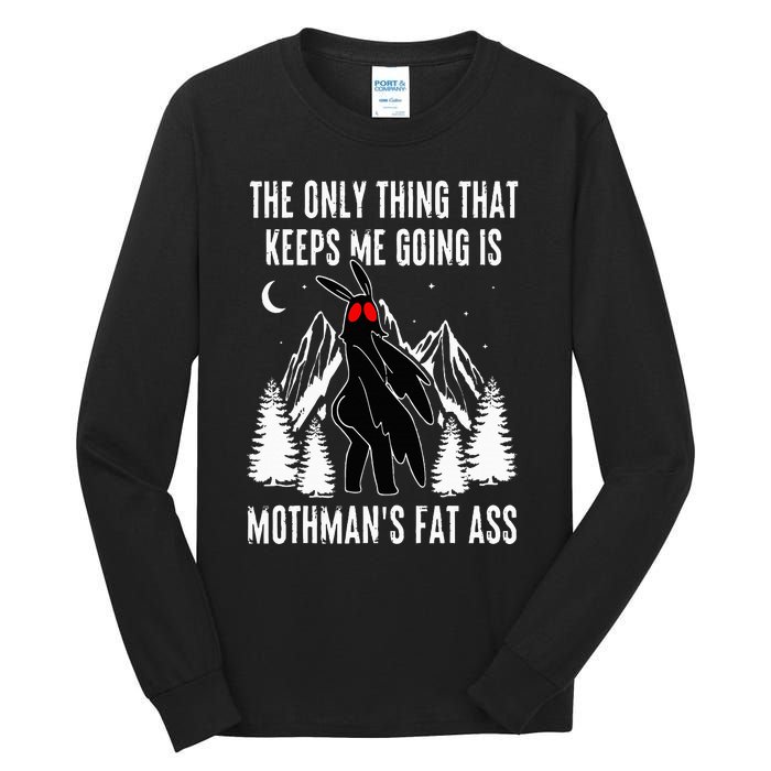 Funny Mothman Fat Ass Vintage Cryptid Funny Mothman Meme Tall Long Sleeve T-Shirt