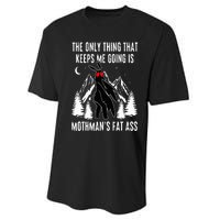 Funny Mothman Fat Ass Vintage Cryptid Funny Mothman Meme Performance Sprint T-Shirt