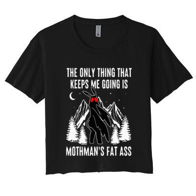 Funny Mothman Fat Ass Vintage Cryptid Funny Mothman Meme Crop Top