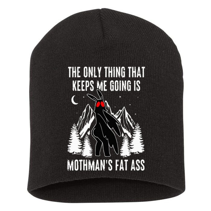 Funny Mothman Fat Ass Vintage Cryptid Funny Mothman Meme Short Acrylic Beanie